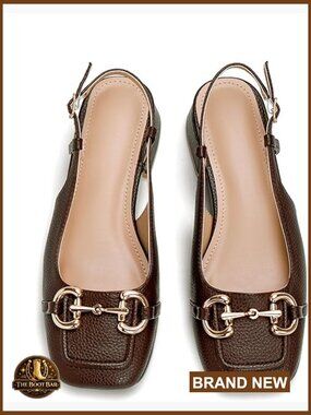 Slingback Mary Jane Heels Women Square Toe Chunky Block Heel Pump Shoes Office